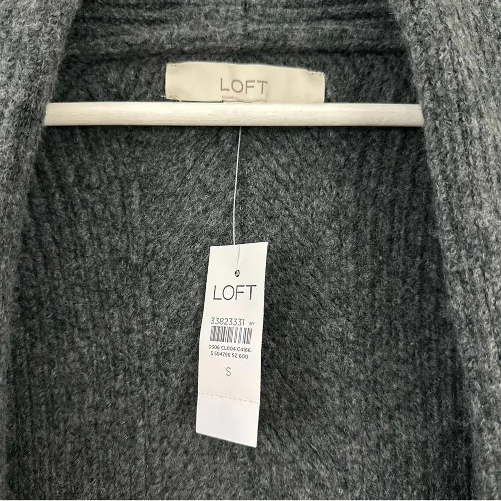 NWT LOFT Gray Open Front Cardigan Sweater Women's Size S